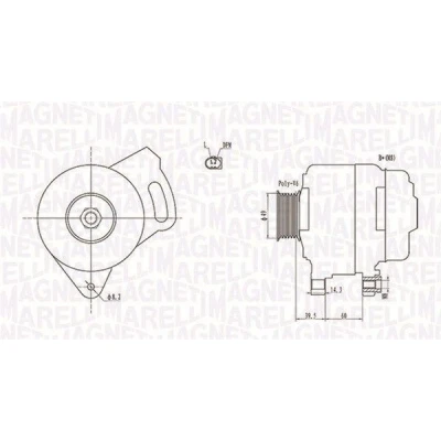 Bilde av MAGNETI MARELLI 063731750010 Dynamo 12V 90A VOLKSWAGEN: Transporter 4 Bus,