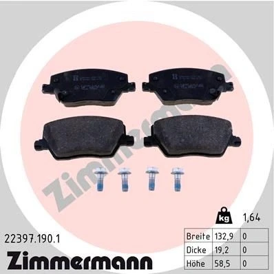 Bilde av ZIMMERMANN 22397.190.1 Bremseklosser med akustisk slitasjevarsel Bildet viser leveranseinnholdet
