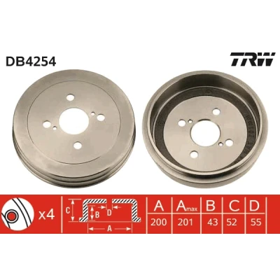 Bilde av TRW DB4254 Bremsetrommel TOYOTA: Yaris I Hatchback, Verso