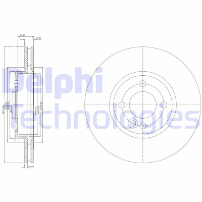 Bilde av DELPHI BG3661C Bremseskiver 276 22 4 ventilert belagt ubehandlet uten hjullager, ABS sensorring MINI: Hatchback, Cabrio