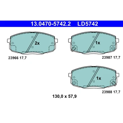 Bilde av ATE 13.0470 5742.2 Bremseklosser med akustisk slitasjevarsel HYUNDAI: i30 I Stasjonsvogn, Hatchback, II Stasjonsvogn