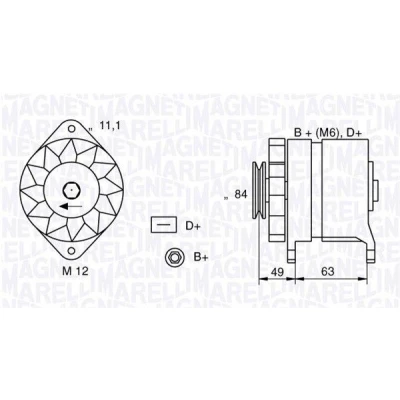 Bilde av MAGNETI MARELLI 063321044010 Dynamo 12V 55A FIAT: Uno Hatchback