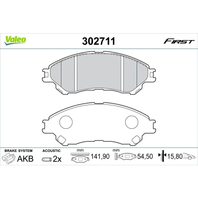 Bilde av VALEO 302711 Bremseklosser framaksel inkl. slitasjevarselkontakt uten antiskrike blikk SUZUKI: SX4 II S Cross, Vitara IV SUV