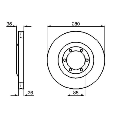 Bilde av BOSCH 0 986 478 437 Bremseskiver 280 26 6 109 ventilert, innvendig ventilert belagt OPEL: Frontera B SUV