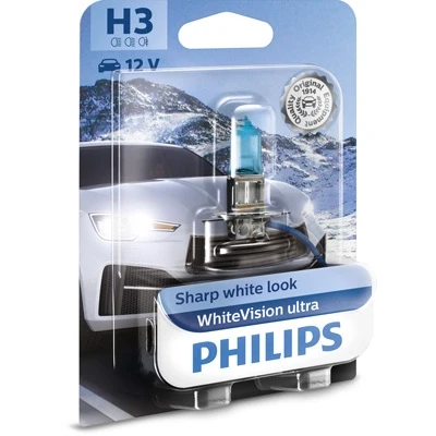 Bilde av Halogenlampe PHILIPS WhiteVision ultra H3 PK22s, passer mange bilmodeller, 00550 42962, 030074, 07 11 9 978 391, 072601 012290, 1 028 67