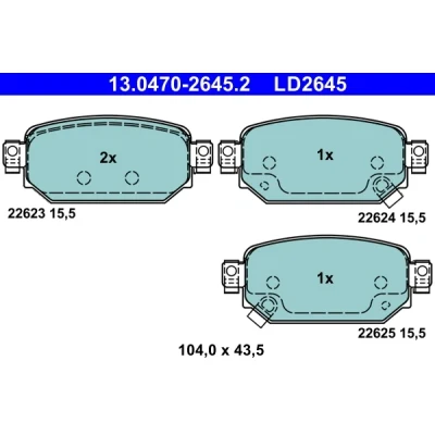 Bilde av ATE 13.0470 2645.2 Bremseklosser med akustisk slitasjevarsel MAZDA: 3 Hatchback, CX