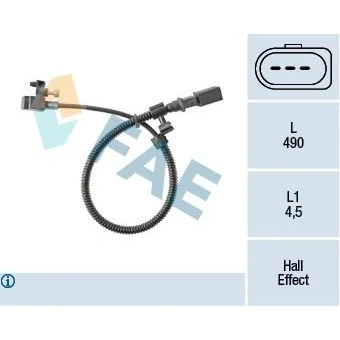 Bilde av FAE 79384 Impulsgiver 3 Hall prinsipp med kabel VOLKSWAGEN: Golf 4, New Beetle Hatchback, Polo IV AUDI: A2