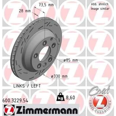 Bilde av ZIMMERMANN BLACK Z 600.3229.54 Bremseskiver venstre 330 28 7/5 5 130 innvendig ventilert, med sliss belagt høy karbon PORSCHE: Cayenne