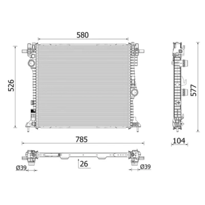 Bilde av MAHLE ORIGINAL CR 2599 000P Radiator Aluminium 580 526 26 Kjøleribber loddet