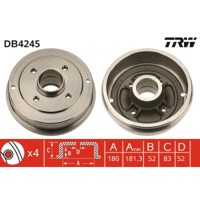 Bilde av TRW DB4245 Bremsetrommel RENAULT: CLIO 2