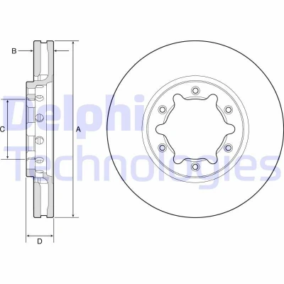 Bilde av DELPHI Bremseskive NISSAN: Patrol GR 5 SUV 34mm 6 ventilert oljet ubehandlet BG9179 40206VC200 Bremseskiver, Skivebremser
