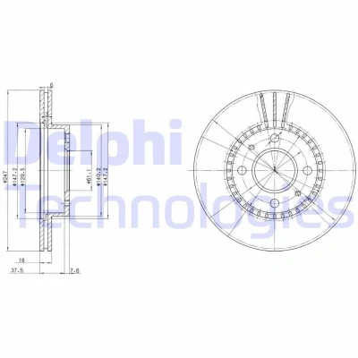 Bilde av DELPHI BG3134 Bremseskiver 247 18 4 ventilert oljet ubehandlet uten hjullager, ABS sensorring