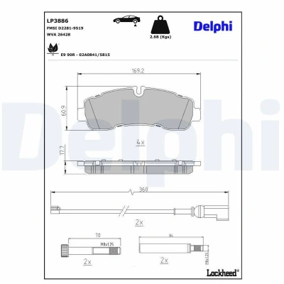 Bilde av Bremseklosser sett DELPHI LP3886