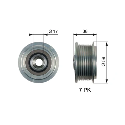 Bilde av GATES OAP7169 Frihjul Dynamo 38 FleetRunner Micro V Stretch Fit