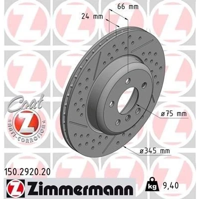 Bilde av ZIMMERMANN COAT Z 150.2920.20 Bremseskiver 345 24 6/5 5 120 innvendig ventilert, med sliss, nedsenket belagt høy karbon BMW: 4 Coupé, 3 Sedan
