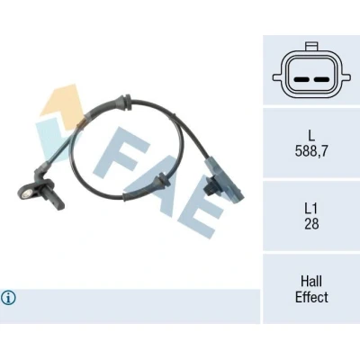 Bilde av FAE 78505 ABS Sensor med kabel Hall prinsipp 2 589