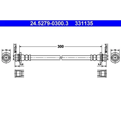 Bilde av ATE 24.5279 0300.3 Bremseslange 300 M10x1 SUZUKI: SWIFT 3, SX4 I Hatchback