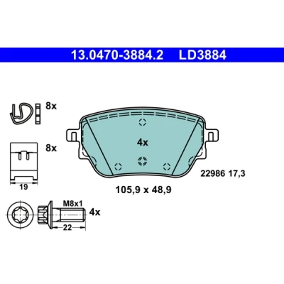 Bilde av Bremseklosser sett, Bakaksel, mercedes benz, 000 420 75 00, A 00
