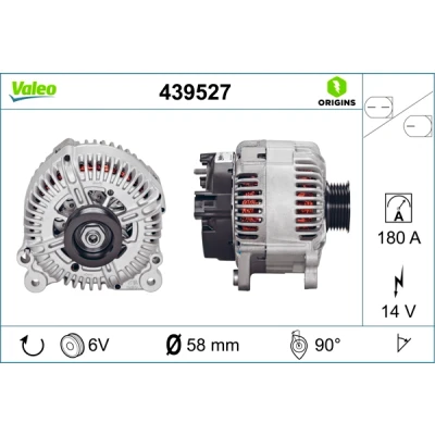Bilde av VALEO 439527 Dynamo 14V 180A AUDI: A6 C6 Avant, Q7, Sedan, VOLKSWAGEN: Touareg I