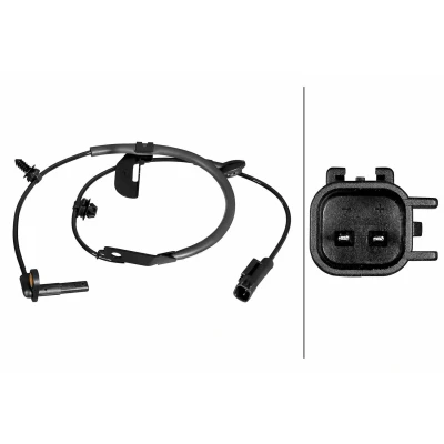 Bilde av HELLA 6PU 358 217 601 ABS Sensor med klammer Hall prinsipp 2 870 DODGE: Caliber Hatchback, JEEP: Compass, Patriot