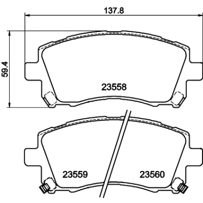 Bilde av HELLA 8DB 355 017 291 Bremseklosser med akustisk slitasjevarsel SUBARU: Outback III, Impreza II Sedan, Forester I, MITSUBISHI: Grandis
