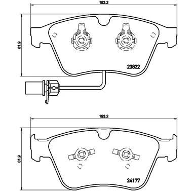 Bilde av BREMBO P 05 003 Bremseklosser inkl. slitasjevarselkontakt med kolbleklips uten tilbehør