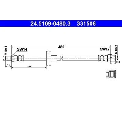 Bilde av ATE 24.5169 0480.3 Bremseslange 480 M10x1 BMW: X5