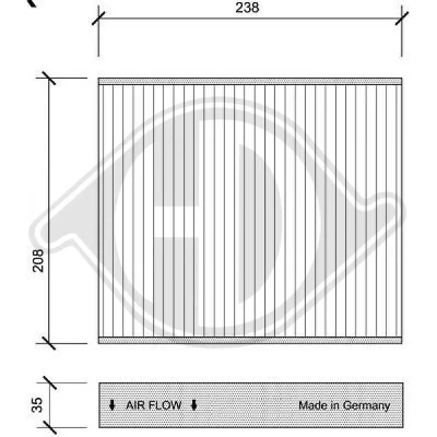 Bilde av DIEDERICHS DCI1103 Kupéfilter Karbonfilter 238 208 35 Climate FORD: MONDEO 4 Turnier, S Max Mk1, Galaxy Mk2 MPV, VOLVO: V50