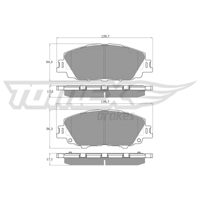 Bilde av TOMEX brakes TX 60 71 Bremseklosser framaksel ikke klargjort for slitasjeindikator