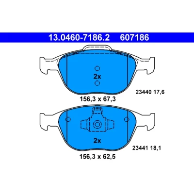 Bilde av ATE 13.0460 7186.2 Bremseklosser ikke klargjort for slitasjeindikator, ekskl. slitasjevarselkontakt FORD: Transit Connect Mk1 Van, Focus Hatchback