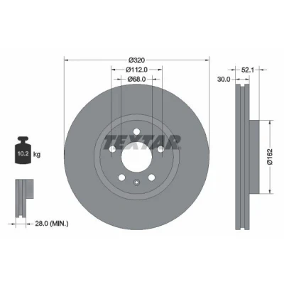 Bilde av TEXTAR PRO+ 92229305 Bremseskiver 320 30 05/06 112 innvendig ventilert belagt høy karbon uten hjulfestebolt, hjulnav AUDI: A6 C7 Avant