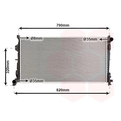Bilde av VAN WEZEL 07002092 Radiator Aluminium 735 370 27 Kjøleribber loddet CHRYSLER: VOYAGER 4
