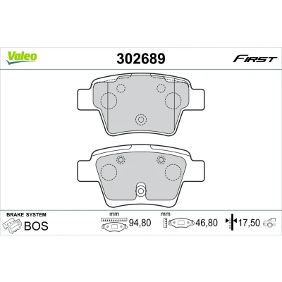Bilde av VALEO 302689 Bremseklosser bakaksel ekskl. slitasjevarselkontakt med antihyle blikk PEUGEOT: 207 Hatchback, SW, CC