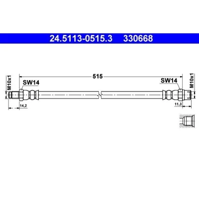 Bilde av ATE 24.5113 0515.3 Bremseslange 515 M10x1 MERCEDES BENZ: Vito Minibuss