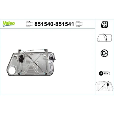 Bilde av Valeo Vindusheis foran venstre elektrisk med festeplate uten elektromotor komfortfunksjon 851540 VOLKSWAGEN: New Beetle Hatchback