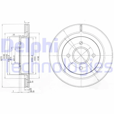 Bilde av DELPHI Bremseskive FORD: Escort 5, Sierra Mk2 Sedan, 6 20mm 4 ventilert oljet ubehandlet BG2758 1102564,1661471,5024175,5025951,5030657,6508247