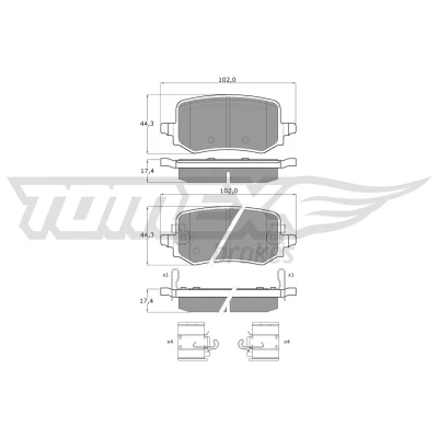 Bilde av Bremseklosser sett TOMEX Brakes TX 60 44