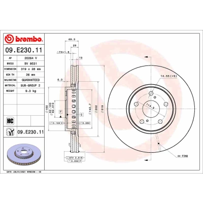 Bilde av BREMBO 09.E230.11 Bremseskiver 319 28 5 innvendig ventilert belagt høy karbon LEXUS: RX II