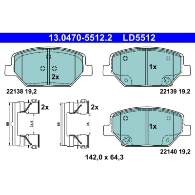 Bilde av ATE 13.0470 5512.2 Bremseklosser med akustisk slitasjevarsel tilbehør OPEL: Insignia B Sports Tourer, Grand Sport