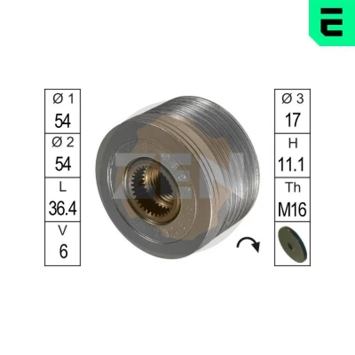 Bilde av ERA ZN5396 Frihjul Dynamo PEUGEOT: 307 Stasjonsvogn, SW, Hatchback, OPEL: Combo C Varebil / Stasjonsvogn
