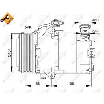 Bilde av NRF EASY FIT 32082 Kompressor CVC 12 PAG 46 med kompressorlje, tetningsring OPEL: Zafira A