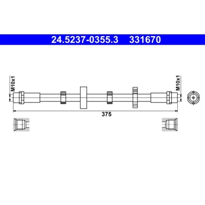 Bilde av ATE 24.5237 0355.3 Bremseslange 350 VOLKSWAGEN: TRANSPORTER 4, 4 Bus