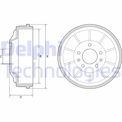 Bilde av DELPHI BF562 Bremsetrommel uten ABS sensorring, hjullager, lager 298 CITROËN: Jumpy II Van