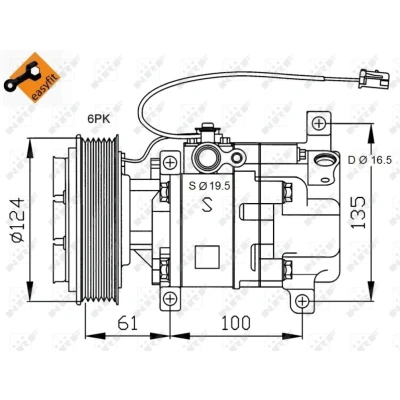 Bilde av NRF EASY FIT 32233 Kompressor H12A1 12 PAG 46 med kompressorlje, tetningsring