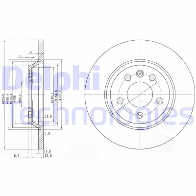 Bilde av DELPHI BG3518 Bremseskiver 294 14 5 fullt ut oljet ubehandlet uten hjullager, ABS sensorring VOLKSWAGEN: Transporter 4 Bus,