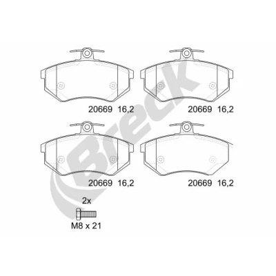 Bilde av BRECK 20669 00 701 Bremseklosser klargjort for slitasjeindikator AUDI: Coupe B3, 80 B4 Sedan, 90 VOLKSWAGEN: GOLF 2, 3