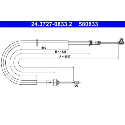 Bilde av ATE 24.3727 0833.2 Bremsekabel 1707 PEUGEOT: 206 Hatchback