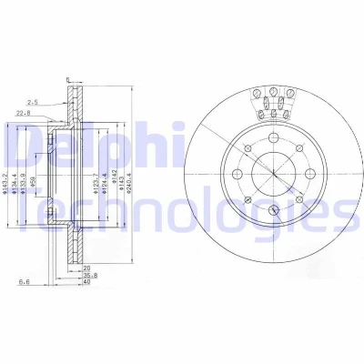 Bilde av DELPHI BG3425 Bremseskiver 240 20 4 ventilert oljet ubehandlet uten hjullager, ABS sensorring