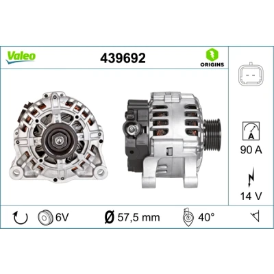 Bilde av VALEO 439692 Dynamo 14V 90A CITROËN: Berlingo II Van, C5 III Stasjonsvogn, II, PEUGEOT: 307 SW, Partner I Van