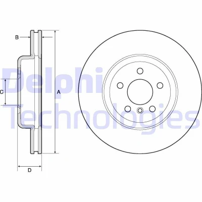 Bilde av DELPHI BG9154C Bremseskiver 348 30 5 ventilert belagt høy karbon uten hjullager, ABS sensorring BMW: Touring, Sedan, 7